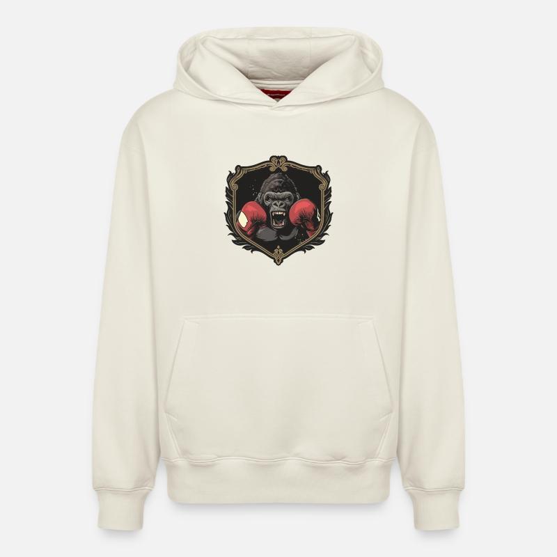 Boxeur Gorilla MMA - Sweat à capuche unisexe décontracté en coton biologique – de SPREAD - blanc cassé