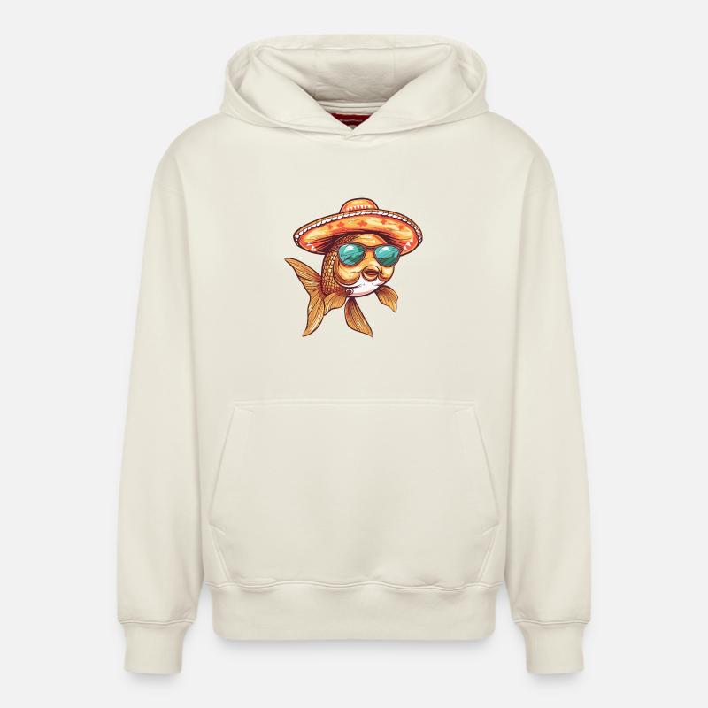 Sombrero comique Poisson Rouge - Sweat à capuche unisexe décontracté en coton biologique – de SPREAD - blanc cassé