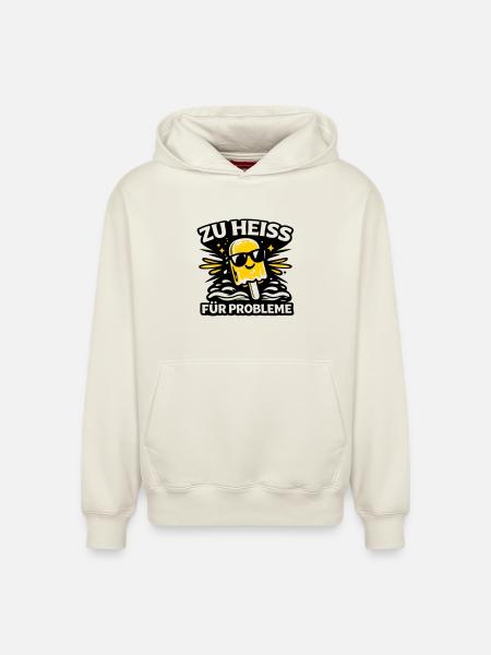 zu heiss für Probleme - Relaxed Unisex Organic Hoodie – von SPREAD - Naturweiß