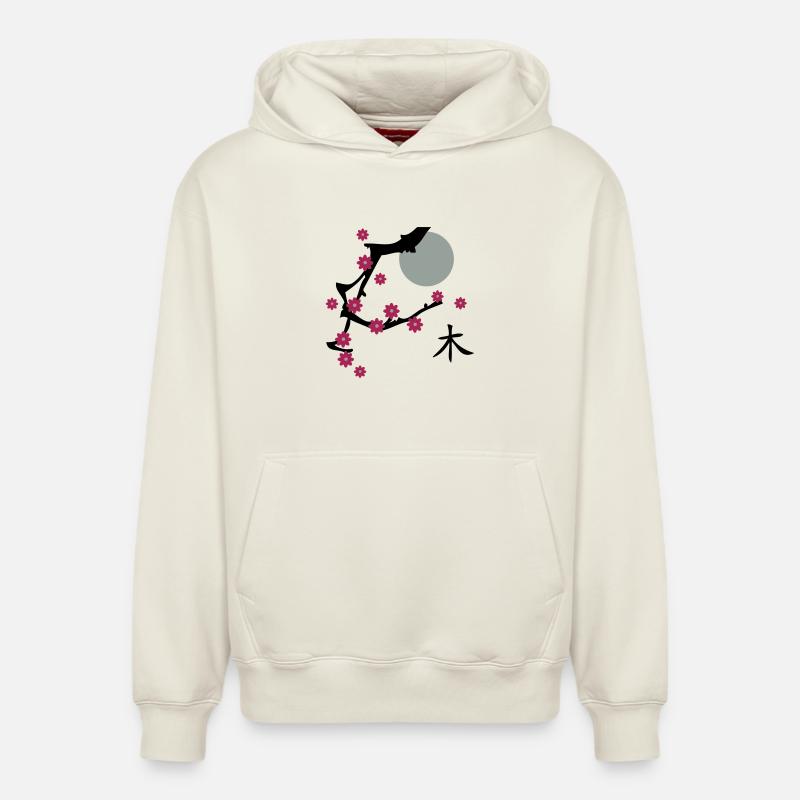 Cerise fleurs de cerisier fleur - Sweat à capuche unisexe décontracté en coton biologique – de SPREAD - blanc cassé