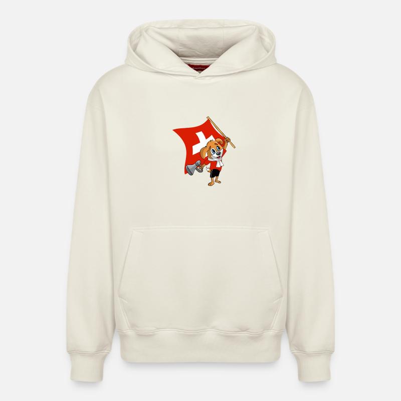 Suisse fan chien - Sweat à capuche unisexe décontracté en coton biologique – de SPREAD - blanc cassé