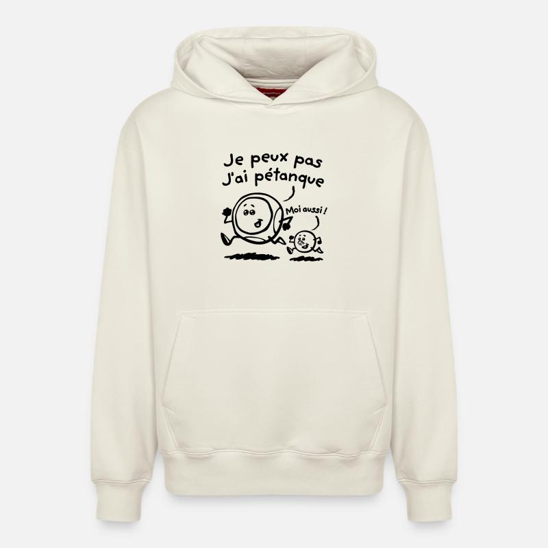 J'ai pétanque - Sweat à capuche unisexe décontracté en coton biologique – de SPREAD - blanc cassé