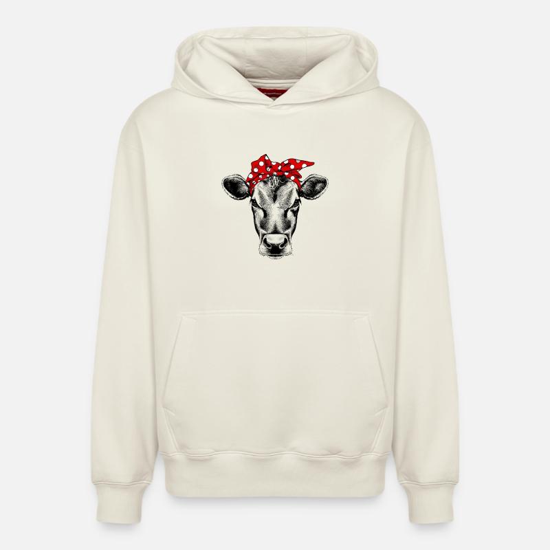Bandana vache vache - Sweat à capuche unisexe décontracté en coton biologique – de SPREAD - blanc cassé