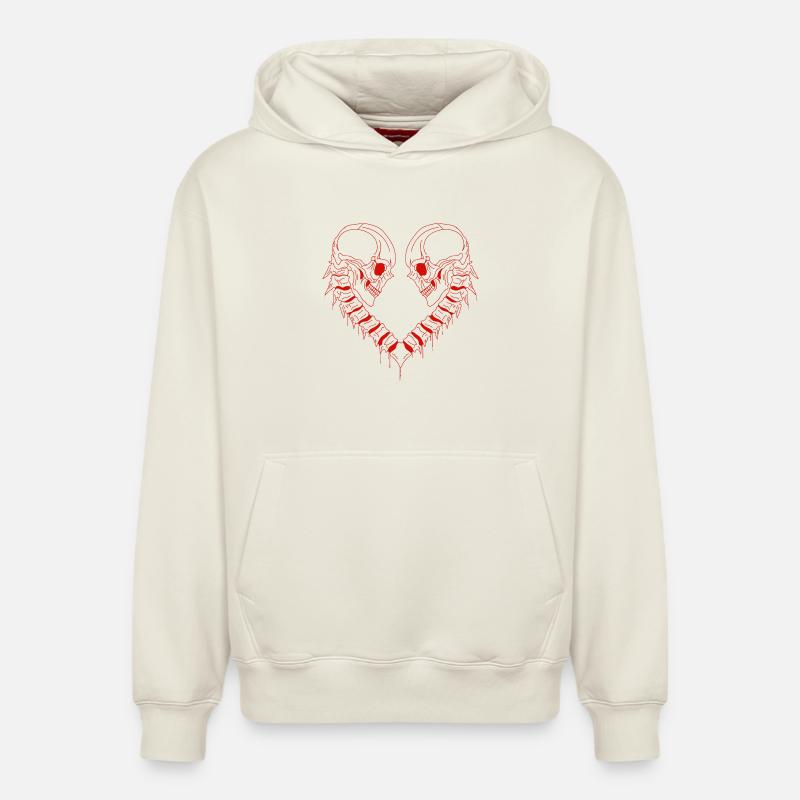 heart skull - Sweat à capuche unisexe décontracté en coton biologique – de SPREAD - blanc cassé