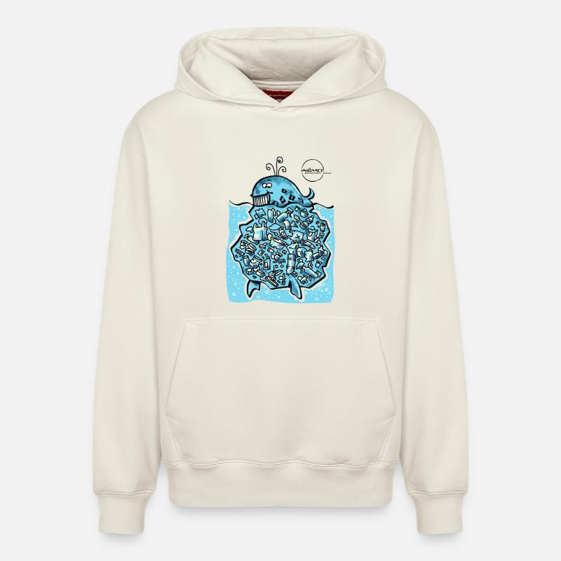 BaleineBerg by .Némo - Sweat à capuche unisexe décontracté en coton biologique – de SPREAD - blanc cassé