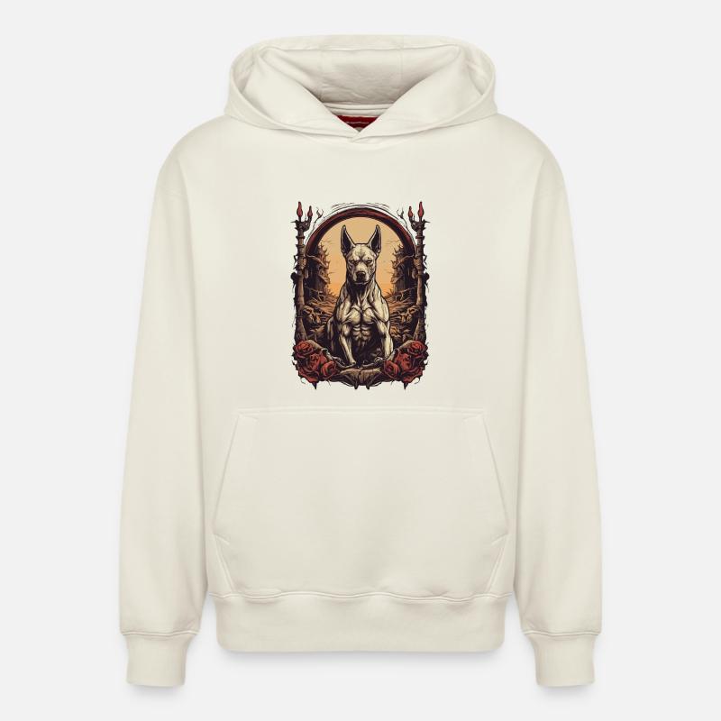 Kampfhund - Relaxed Unisex Organic Hoodie – von SPREAD - Naturweiß