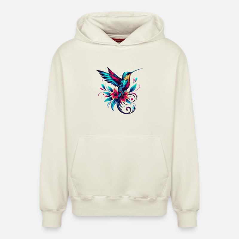 Colibri - Sweat à capuche unisexe décontracté en coton biologique – de SPREAD - blanc cassé