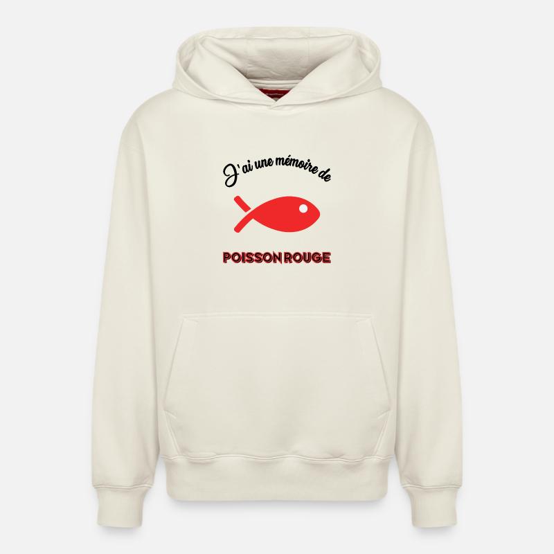 POISSON. MEMOIRE - Sweat à capuche unisexe décontracté en coton biologique – de SPREAD - blanc cassé