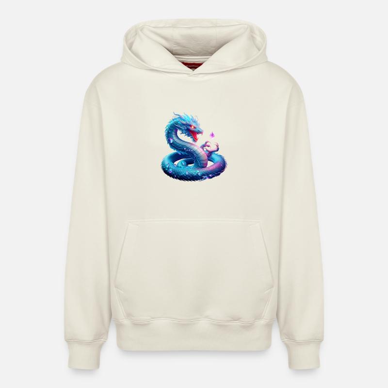 Dragon (03) - Sweat à capuche unisexe décontracté en coton biologique – de SPREAD - blanc cassé