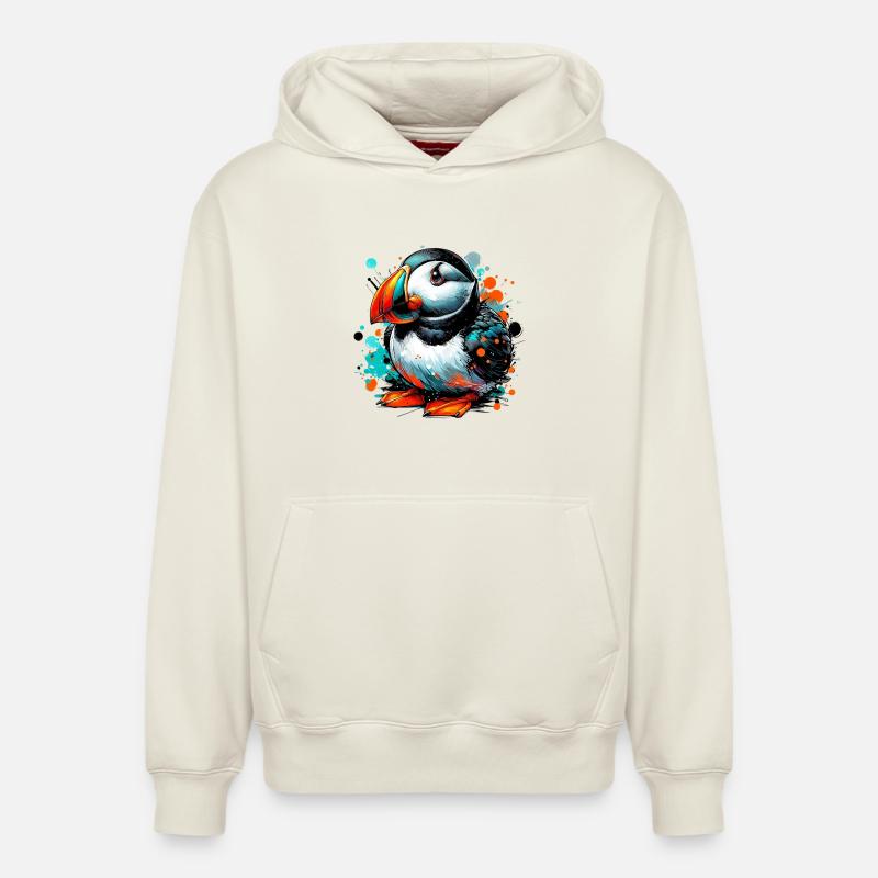 Macareux - Sweat à capuche unisexe décontracté en coton biologique – de SPREAD - blanc cassé