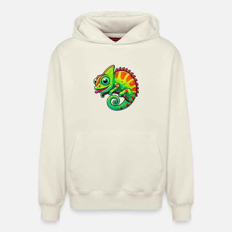 Caméléon - Sweat à capuche unisexe décontracté en coton biologique – de SPREAD - blanc cassé