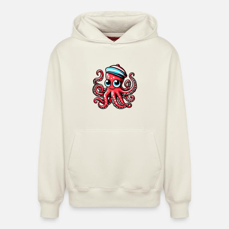 Pieuvre - Sweat à capuche unisexe décontracté en coton biologique – de SPREAD - blanc cassé