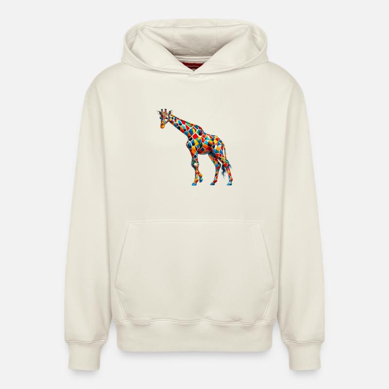 Girafe - Sweat à capuche unisexe décontracté en coton biologique – de SPREAD - blanc cassé