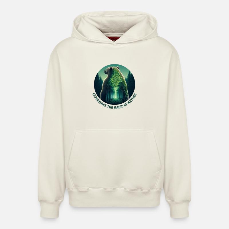 Ours - Sweat à capuche unisexe décontracté en coton biologique – de SPREAD - blanc cassé