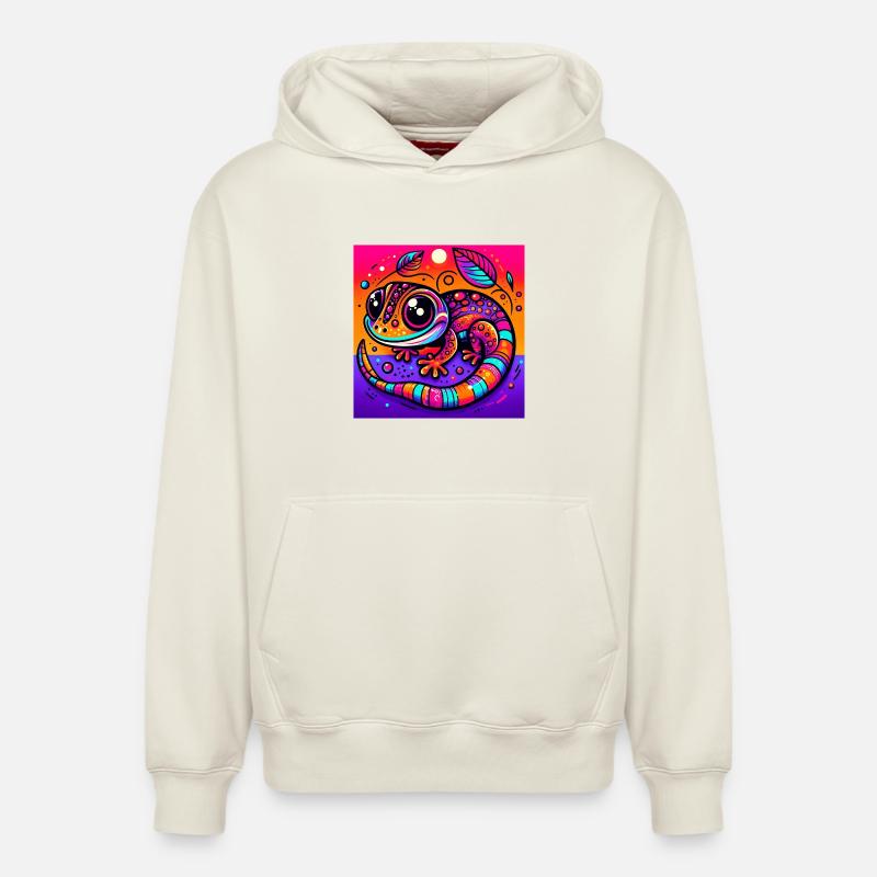 Gecko - Sweat à capuche unisexe décontracté en coton biologique – de SPREAD - blanc cassé