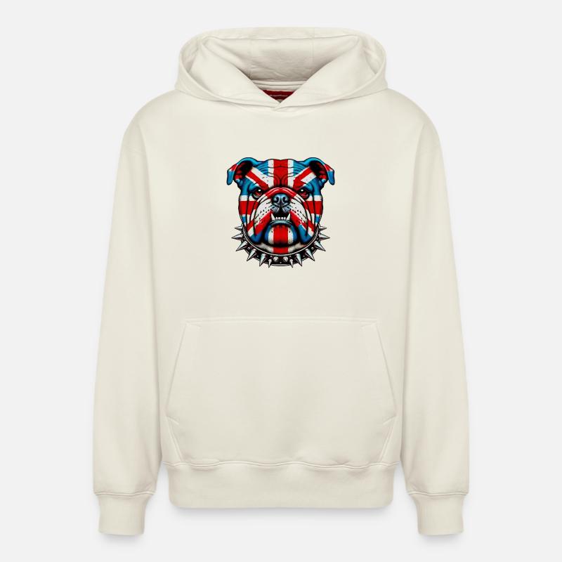 Bouledogue anglais Chien - Sweat à capuche unisexe décontracté en coton biologique – de SPREAD - blanc cassé