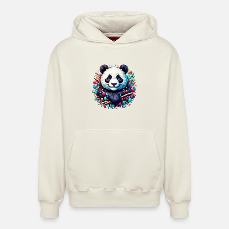 Panda - Sweat à capuche unisexe décontracté en coton biologique – de SPREAD - blanc cassé