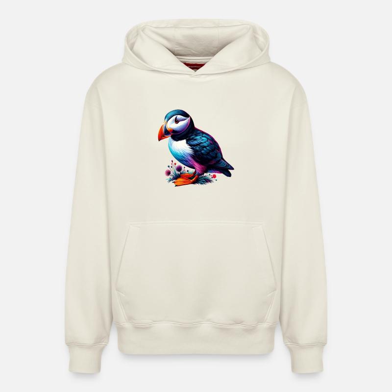 Macareux - Sweat à capuche unisexe décontracté en coton biologique – de SPREAD - blanc cassé