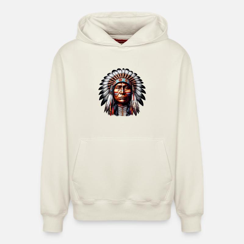 Amérindien Américain - Sweat à capuche unisexe décontracté en coton biologique – de SPREAD - blanc cassé