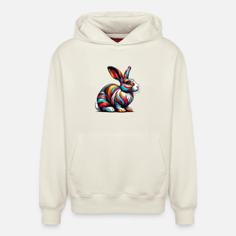 Lapin - Sweat à capuche unisexe décontracté en coton biologique – de SPREAD - blanc cassé
