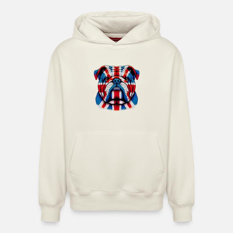 Bouledogue anglais Chien - Sweat à capuche unisexe décontracté en coton biologique – de SPREAD - blanc cassé