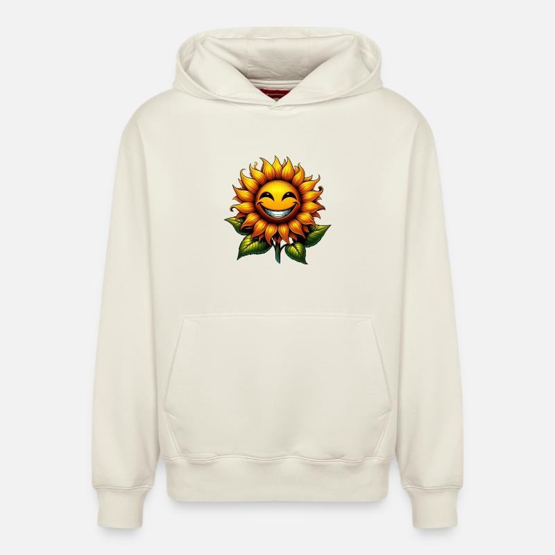 Tournesol - Sweat à capuche unisexe décontracté en coton biologique – de SPREAD - blanc cassé