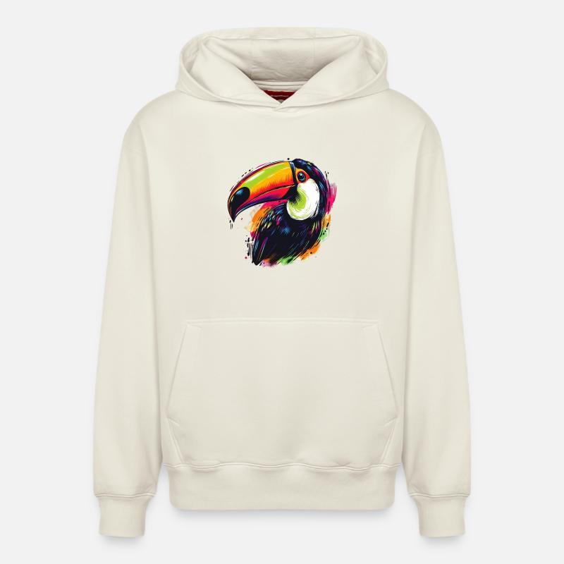 Toucan - Sweat à capuche unisexe décontracté en coton biologique – de SPREAD - blanc cassé