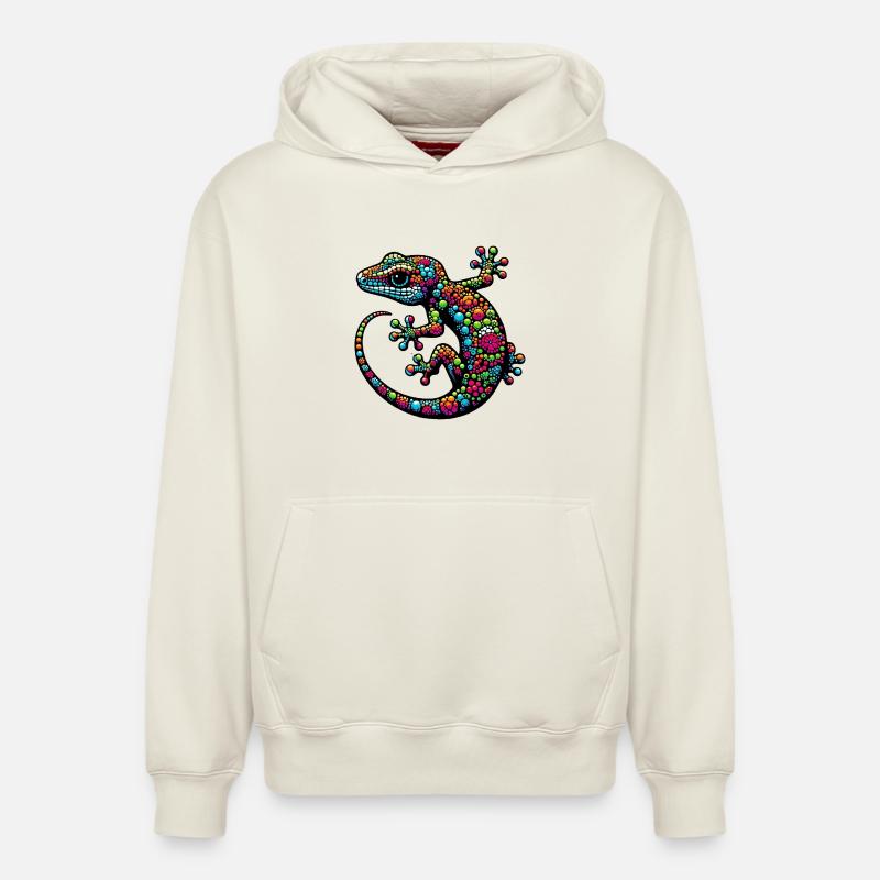 Gecko - Sweat à capuche unisexe décontracté en coton biologique – de SPREAD - blanc cassé