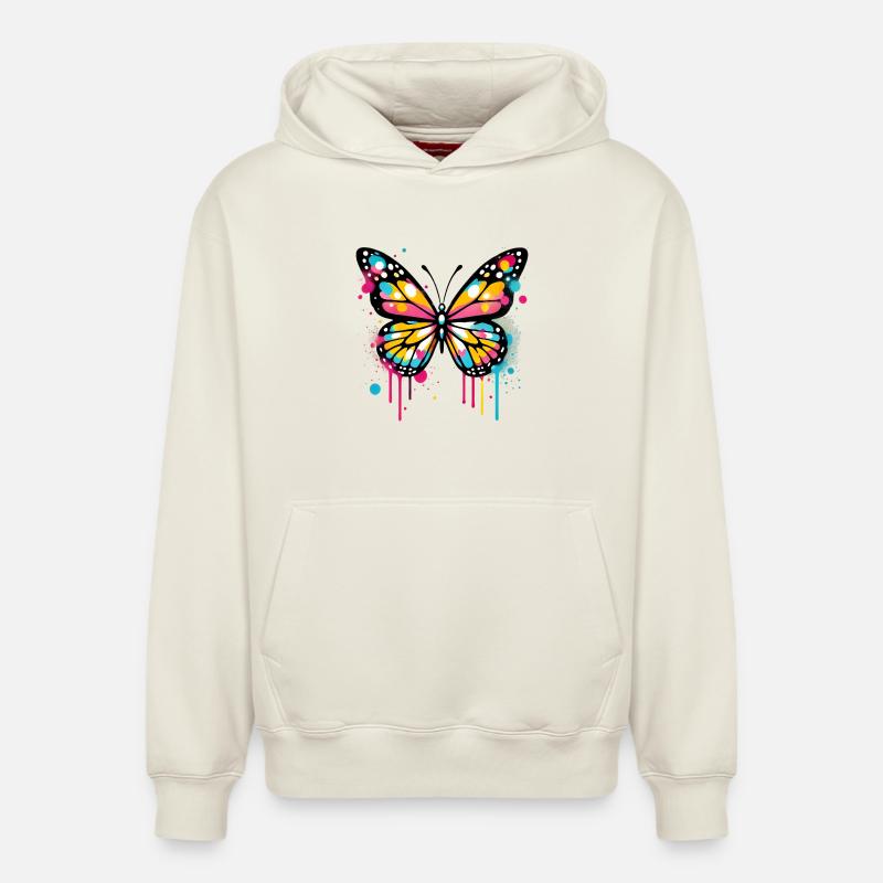 Papillon - Sweat à capuche unisexe décontracté en coton biologique – de SPREAD - blanc cassé
