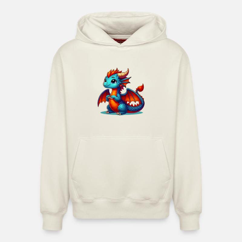 Dragon - Sweat à capuche unisexe décontracté en coton biologique – de SPREAD - blanc cassé