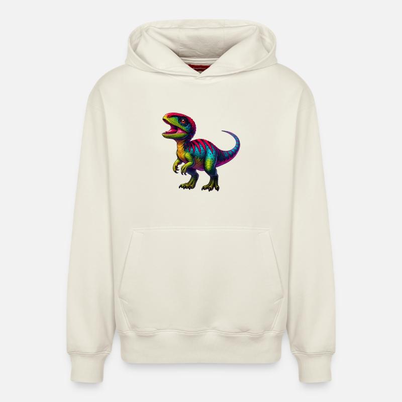 Dinosaure - Sweat à capuche unisexe décontracté en coton biologique – de SPREAD - blanc cassé