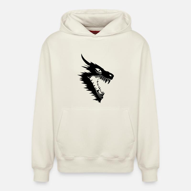Attaque du dragon noir - Sweat à capuche unisexe décontracté en coton biologique – de SPREAD - blanc cassé