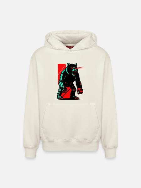 Mecha Techno Bear - Relaxed Unisex Organic Hoodie – by SPREAD - off white