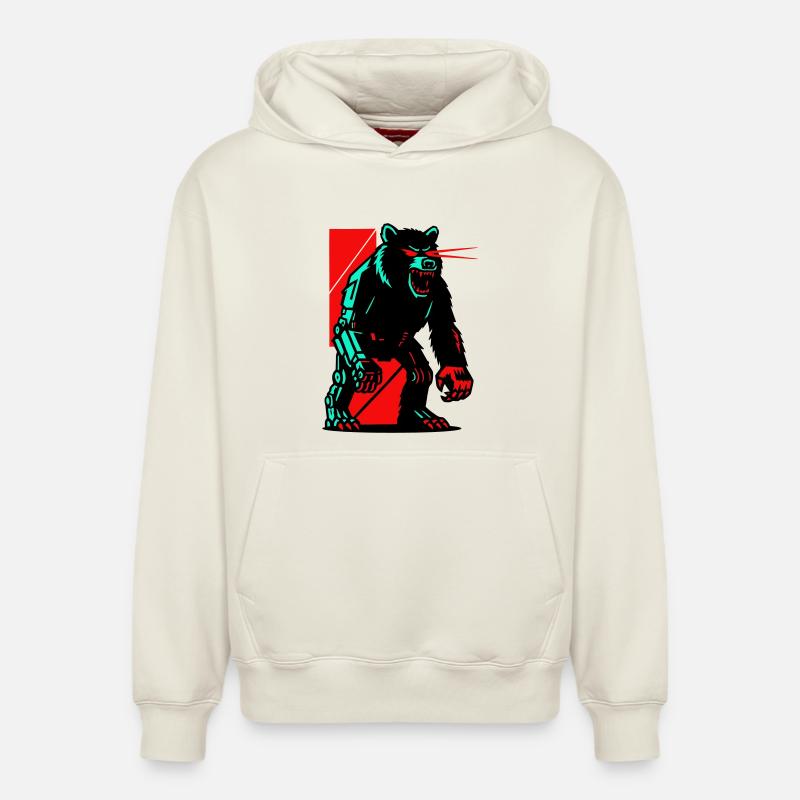 Mecha Techno Ours - Sweat à capuche unisexe décontracté en coton biologique – de SPREAD - blanc cassé