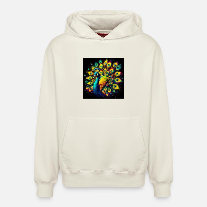 paon - Sweat à capuche unisexe décontracté en coton biologique – de SPREAD - blanc cassé