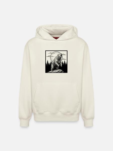 Bear in the moonlight - Relaxed Unisex Organic Hoodie – by SPREAD - off white