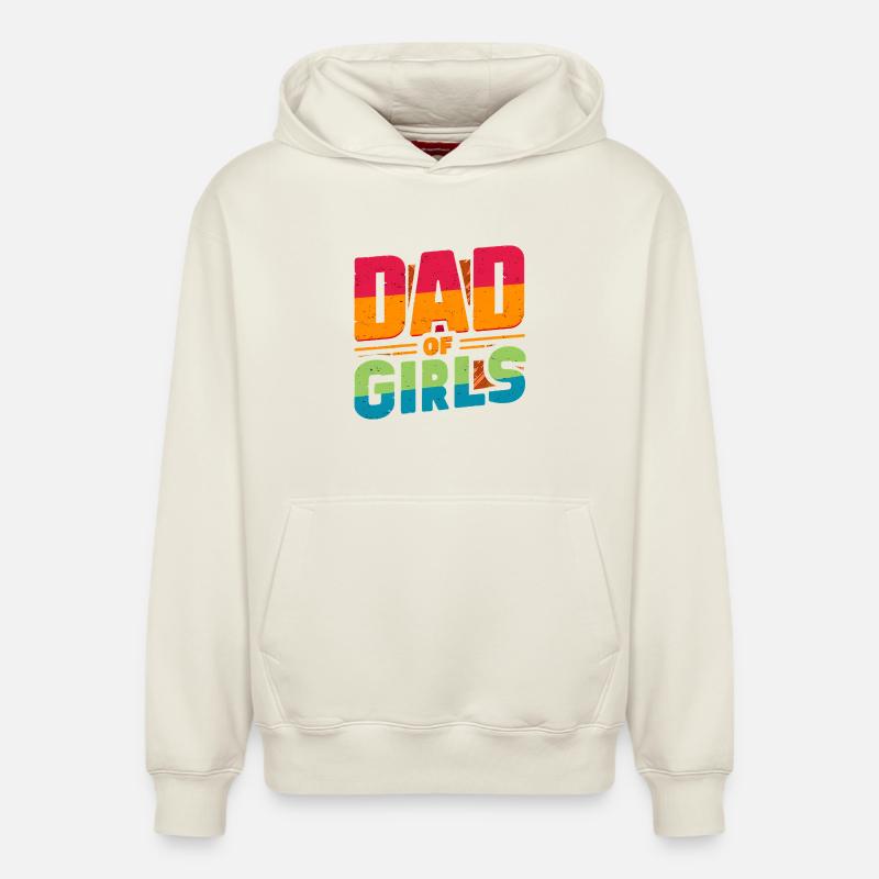 Papa de filles arc-en-ciel, pères - Sweat à capuche unisexe décontracté en coton biologique – de SPREAD - blanc cassé