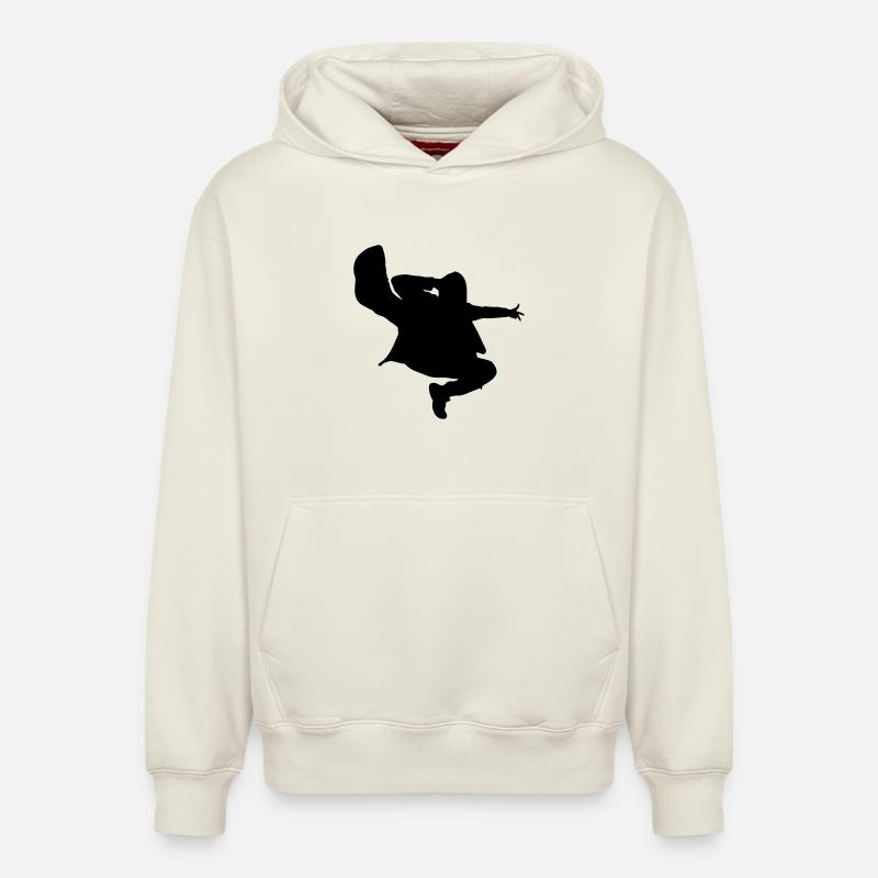 B-Boy Silhouette – Breakdance Jump Kick - Sweat à capuche unisexe décontracté en coton biologique – de SPREAD - blanc cassé