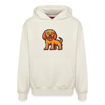 Golden Retriever Chien Halloween Drôle - Sweat à capuche unisexe décontracté en coton biologique – de SPREAD - blanc cassé - Devant - AI Model Female 172 dark (172cm) & AI Model Male 178 light (178cm)