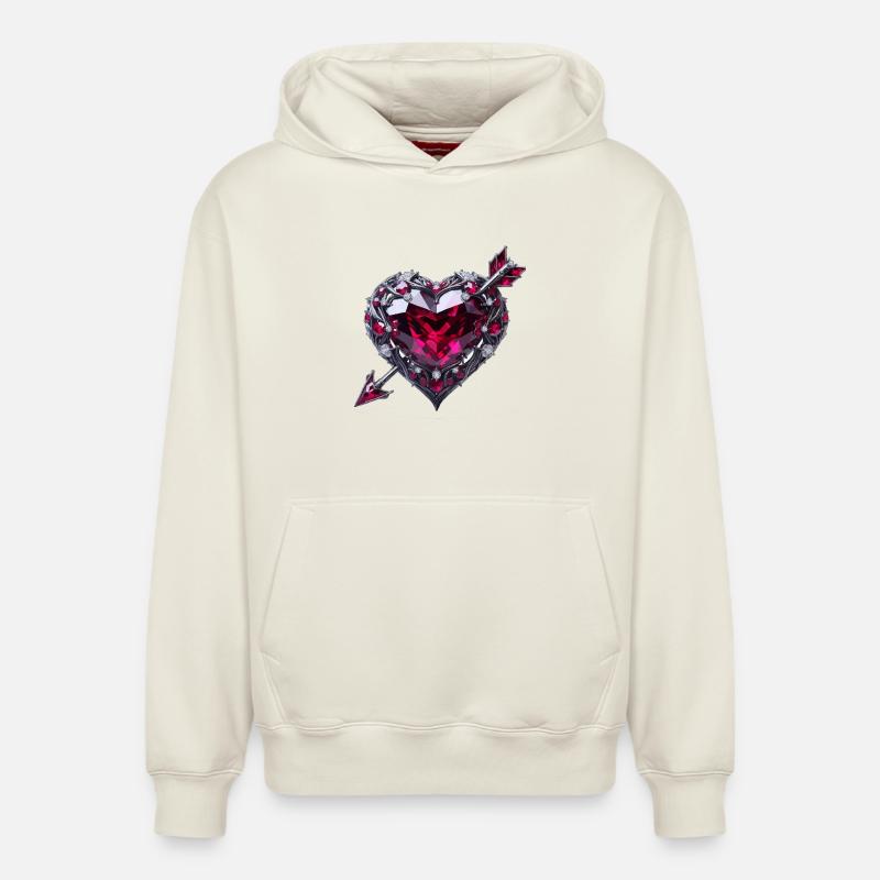 Rubinrotes Herz - Relaxed Unisex Organic Hoodie – von SPREAD - Naturweiß
