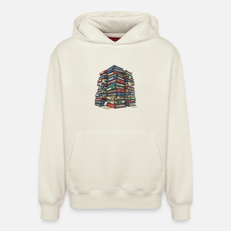 Folder Stack Office Chaos - Relaxed Unisex Organic Hoodie – by SPREAD - off white
