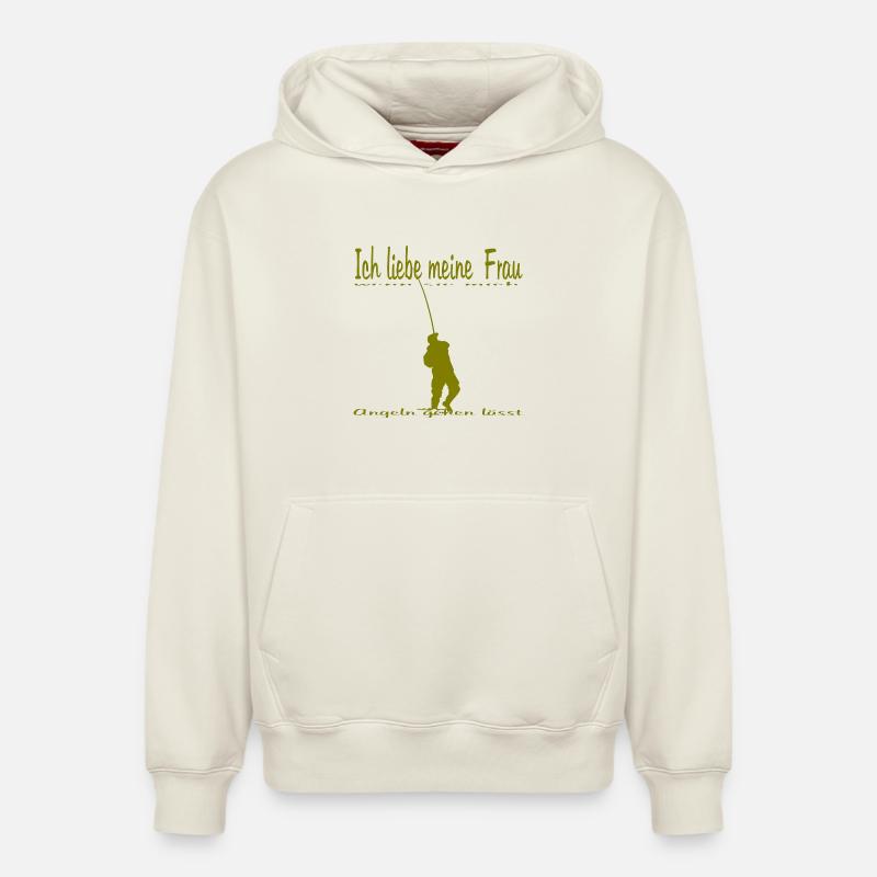 Motif de pêcheur - Sweat à capuche unisexe décontracté en coton biologique – de SPREAD - blanc cassé
