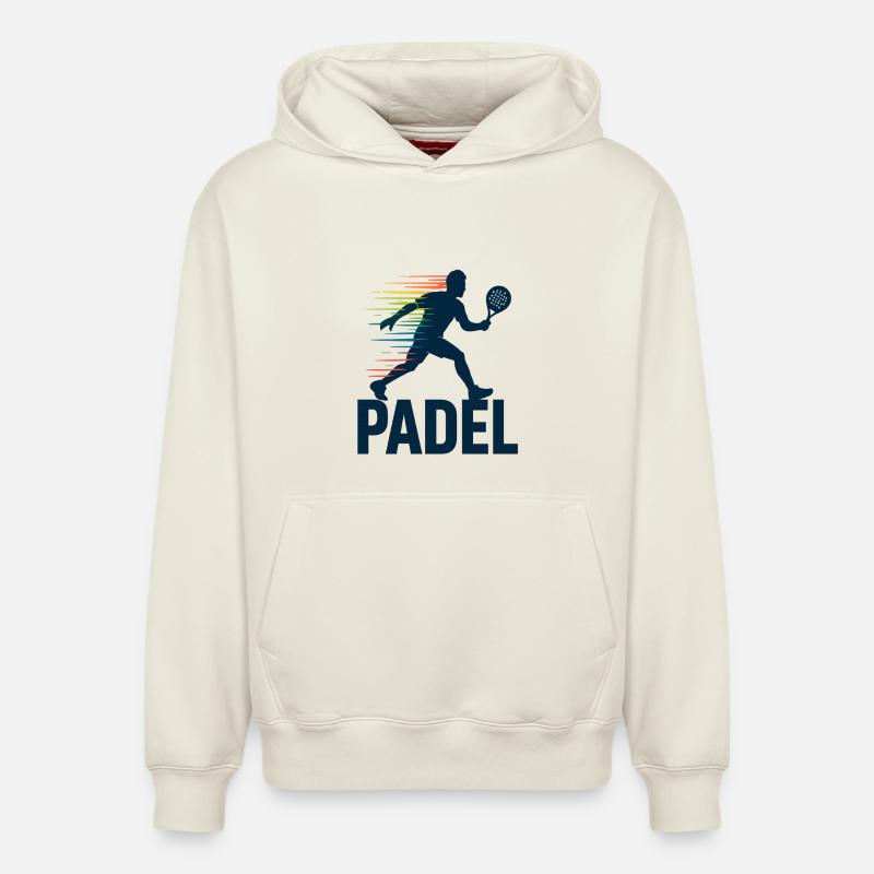 Silhouette de padel dans l’arc-en-ciel - Sweat à capuche unisexe décontracté en coton biologique – de SPREAD - blanc cassé