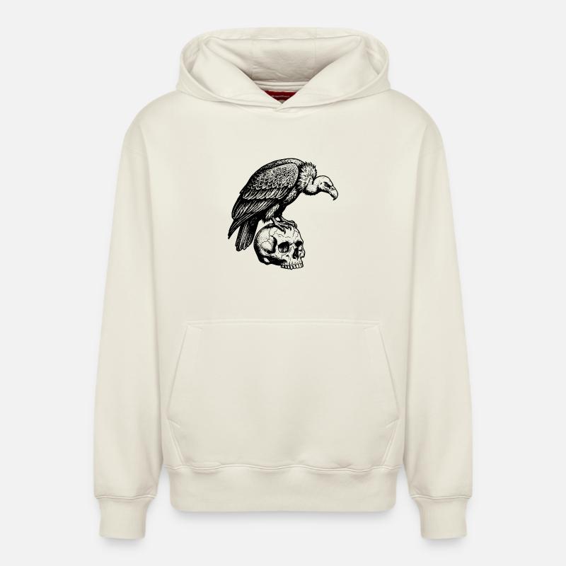 Vautour assis sur le crâne. - Sweat à capuche unisexe décontracté en coton biologique – de SPREAD - blanc cassé