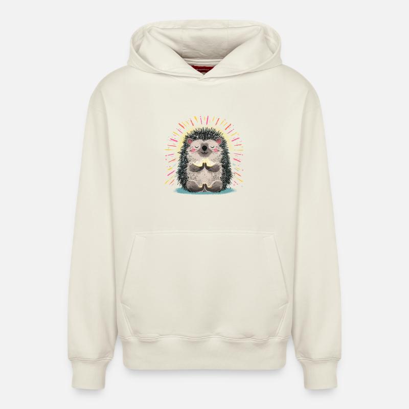 Hérisson de méditation zen - Sweat à capuche unisexe décontracté en coton biologique – de SPREAD - blanc cassé