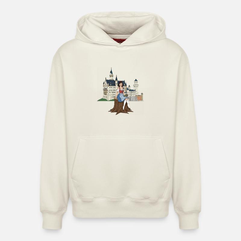 Pin-up bavarois pour Neuschwanstein - Sweat à capuche unisexe décontracté en coton biologique – de SPREAD - blanc cassé