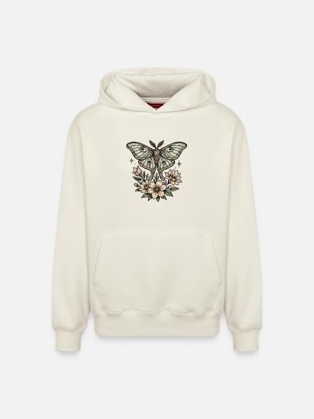 Moth with flower bouquet - Relaxed Unisex Organic Hoodie – by SPREAD - off white