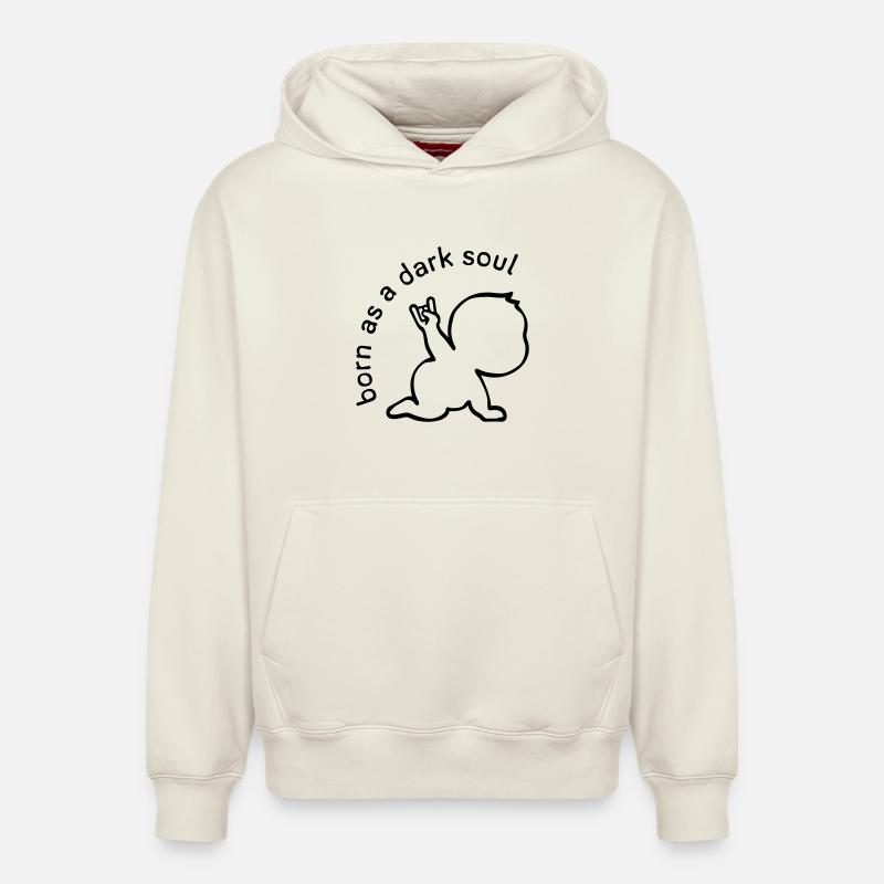 Né en âme sombre - Sweat à capuche unisexe décontracté en coton biologique – de SPREAD - blanc cassé