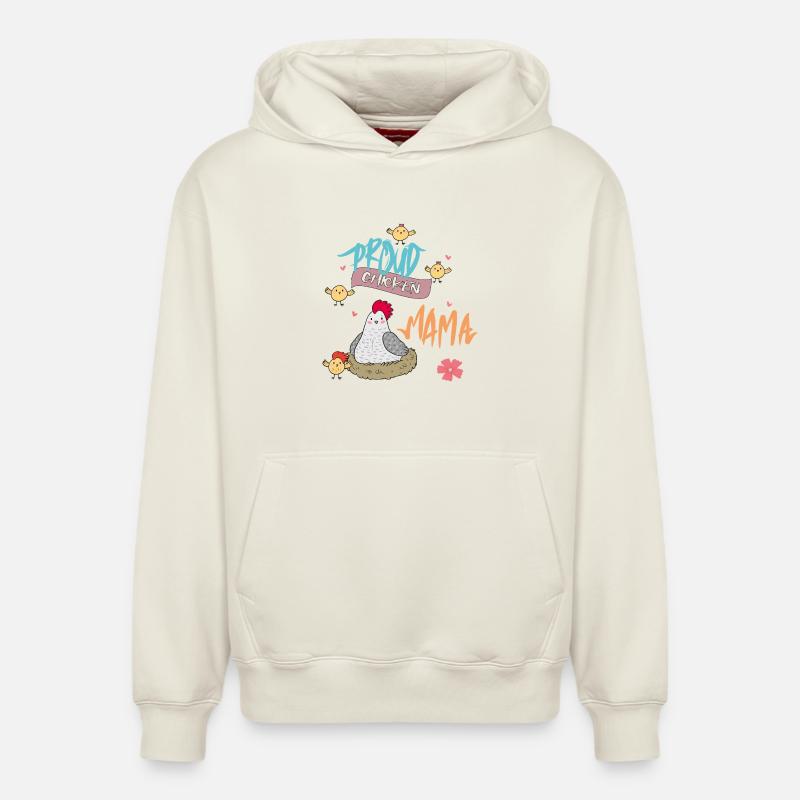 Fière Maman de la Poule - Sweat à capuche unisexe décontracté en coton biologique – de SPREAD - blanc cassé