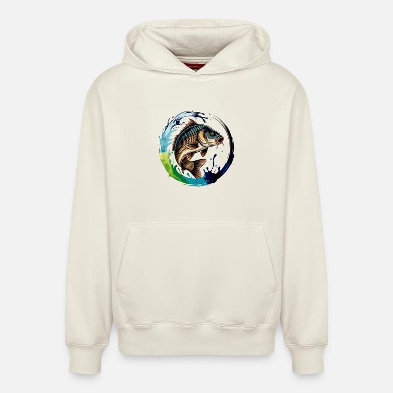 Carpe sauteuse - Sweat à capuche unisexe décontracté en coton biologique – de SPREAD - blanc cassé